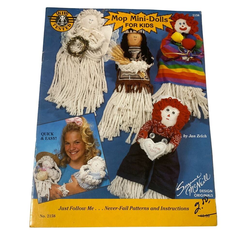 vintage craft book Mop Mini Dolls for Kids 2158 Suzanne McNeill Design Originals